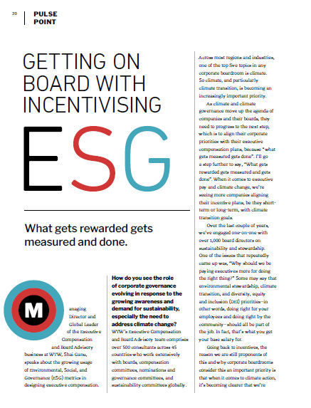 Getting On Board With Incentivising ESG Getting On Board With Incentivising ESG